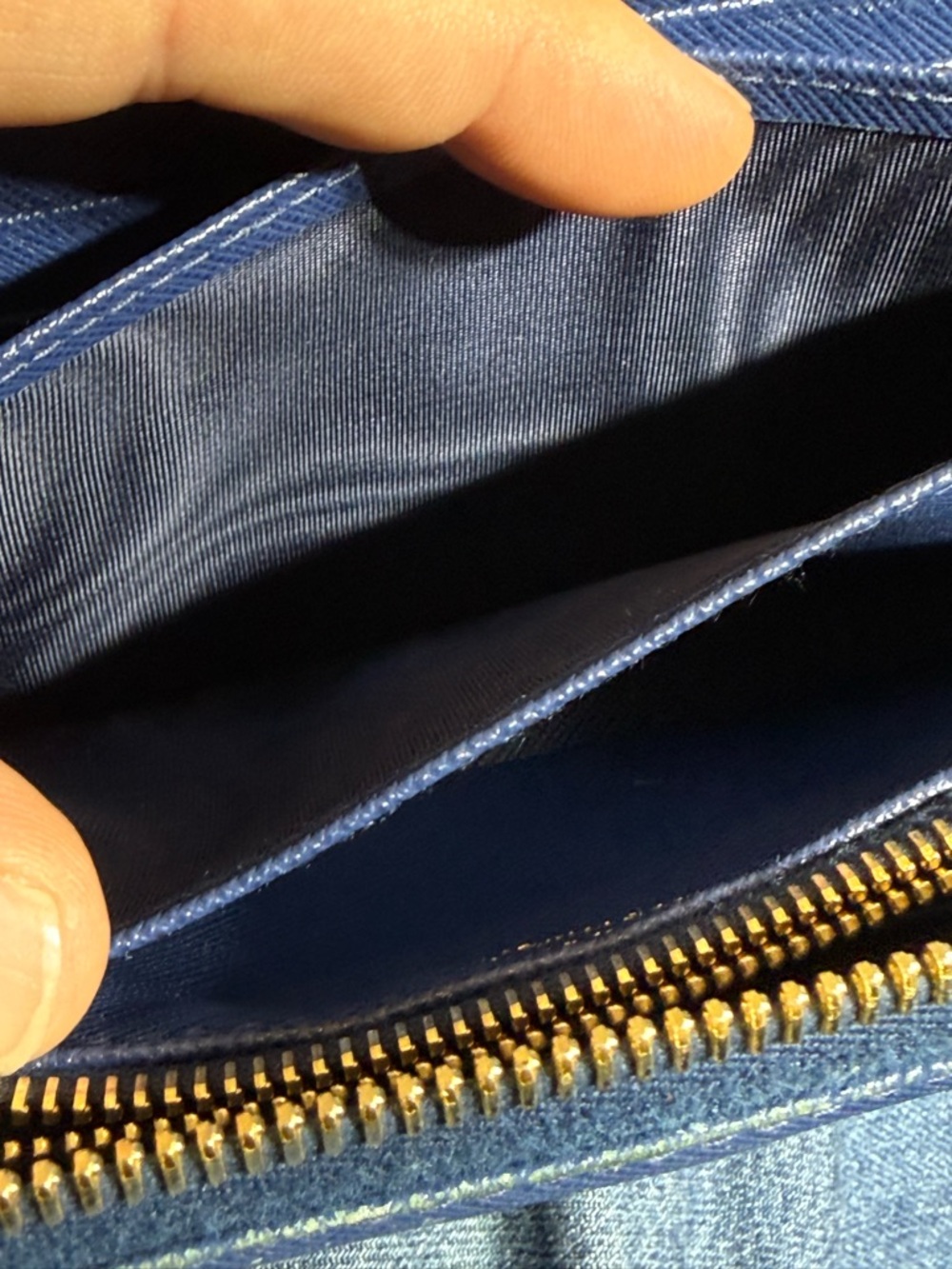 Prada Blue Saffiano Leather Zip Wallet with Gold Logo - Picture 12 of 16